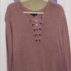 American eagle lace up sweater